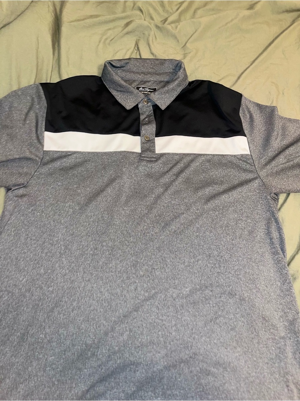 Hogan Grey Polo with Black Yoke and White Chest Stripe